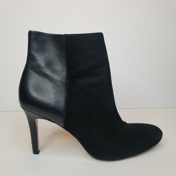 ANN TAYLOR Paulina Suede and Leather Black Booties with Heel - Picture 8 of 8